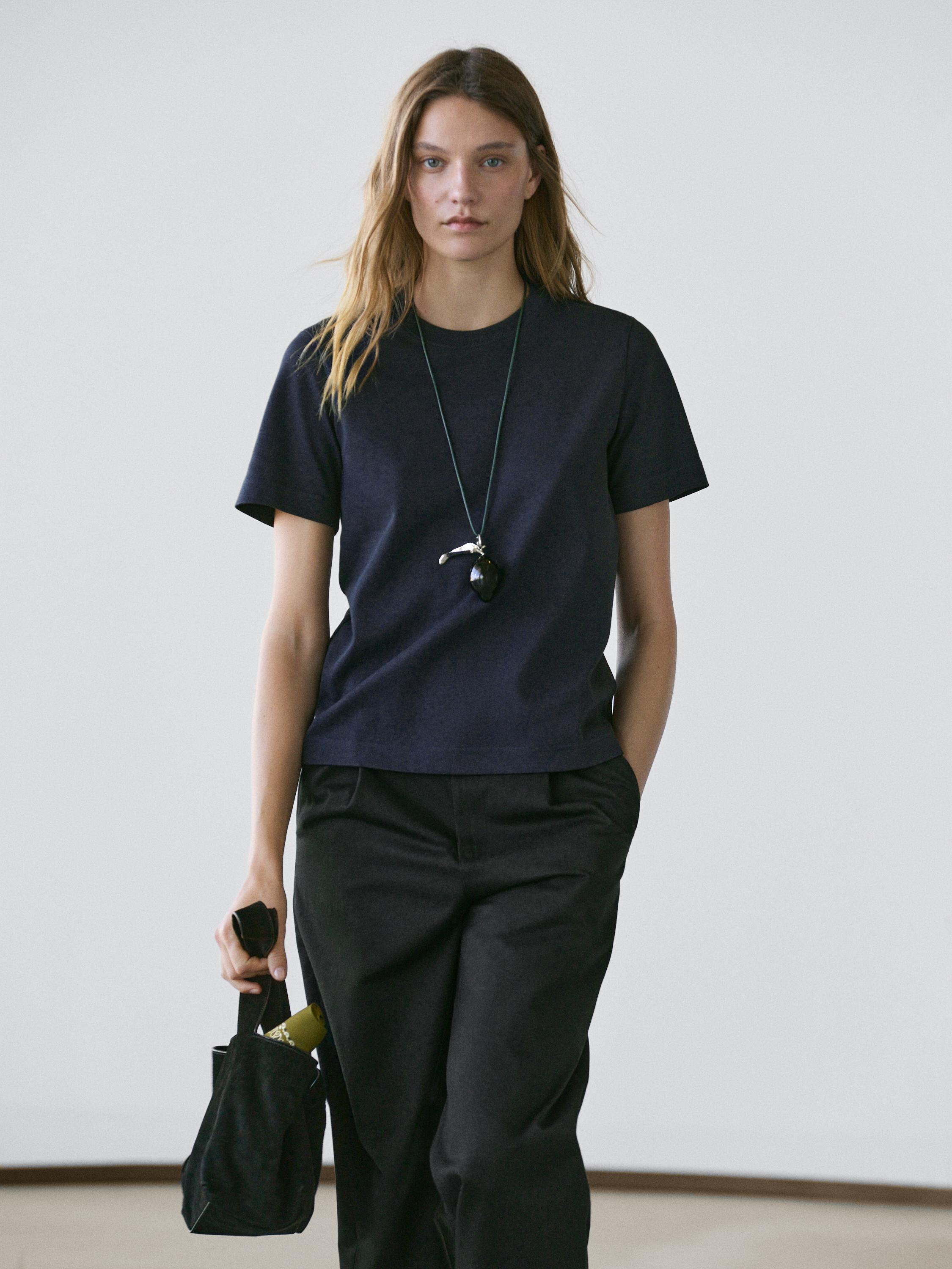 T-shirt interlock col rond 100 % coton